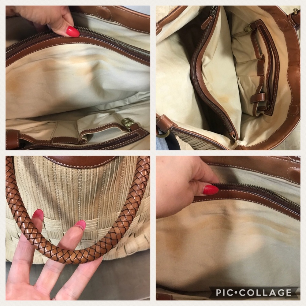 Cole Haan woven leather trim handbag tote❤️❤️❤️❤️ - Picture 4 of 8